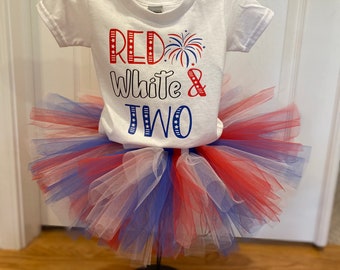 Red White and Two Birthday Outfit: Patriotic Tutu & T-Shirt