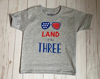 Land of the Three T-Shirt: 4th of July Birthday Toddler Shirt