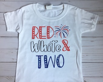 Camiseta roja, blanca y dos camisas de cumpleaños del 4 de julio Cumpleaños patriótico del Día de la Independencia Camiseta para niños