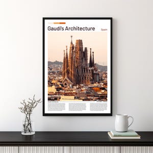 Gaudi's Architecture Spain Digital Wall Print, Travel Memorabilia, Digital Art Prints, Bedroom decor, Living Room decor,