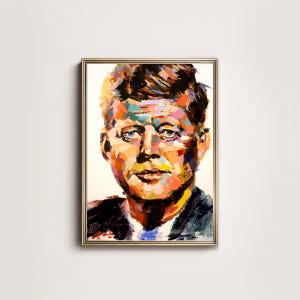 John F Kennedy Oil Portrait Digital Print - Patriotic Wall Art - Downloadable President Poster - Vintage Digital Decor