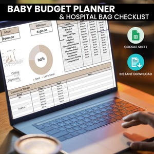 Baby Budget Planner & Hospital Bag Checklist, Financial Spreadsheets, Google Sheet Templates