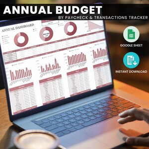 Annual Budget Planner, Financial Spreadsheets, Google Sheet Templates