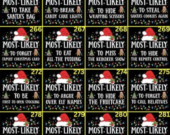 320+ Funny Christmas Quotes Most Likely  DTF Transfer, Christmas Crew Dtf, Christmas Matching Pajamas for Ready to Press, DIY Iron On
