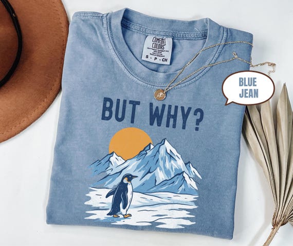 But Why Penguin Mountain Shirt, Lonely Penguin Art Tee, Comfort Colors® Aesthetic Adventure T-Shirt, Quiet Courage Graphic T-Shirt