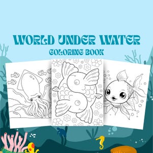 Ocean Coloring Pages, Cute Sea Animals, World Underwater Coloring Page, 10 Printable Underwater Scenes for Kids, Instant Digital PDF