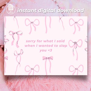 Divertente biglietto di scuse per lei, biglietto di scuse stampabile, simpatico biglietto di perdono, divertente regalo di scuse per lei, download digitale immediato, periodo premestruale