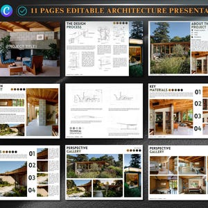 Architecture Presentation Template for Students and Professionals Editable Portfolio Layout Canva Modern Architecture Design Board Template