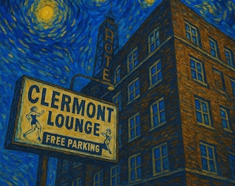 Clermont Lounge Starry Night Print – Van Gogh Style Atlanta Art | Hotel Clermont Poster | ATL Strip Club Icon | Georgia Wall Decor