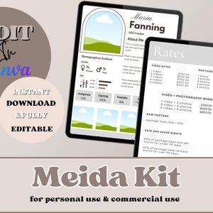 Modèle modifiable de kit média de créateur d'UGC | Tarifs Influenceurs | Modèle de toile | Téléchargement instantané | Kit réseaux sociaux