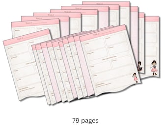 Undated Weekly Desk Planner Notepad | Color Me Pink Theme, Reusable Planning Pad (6x7)