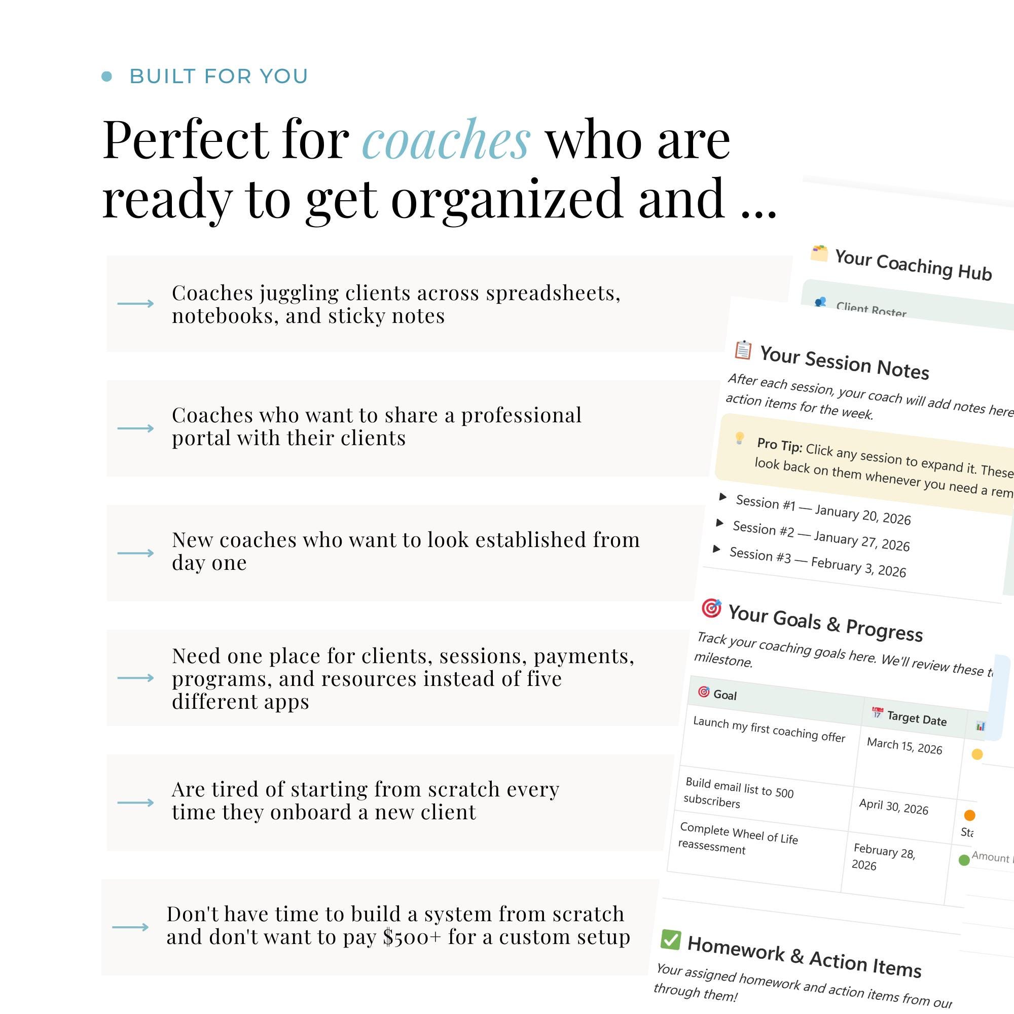 Coaching Client Portal Notion | Client Management Dashboard for Coaches ...