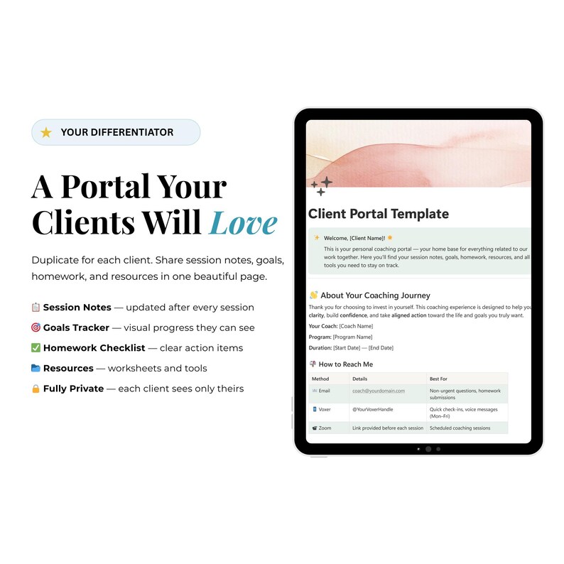 Coaching Client Portal Notion | Client Management Dashboard for Coaches ...