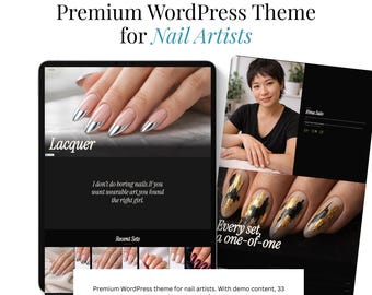 WordPress Theme for Nail Artists & Nail Techs | Dark Editorial Website Template | No Coding Required