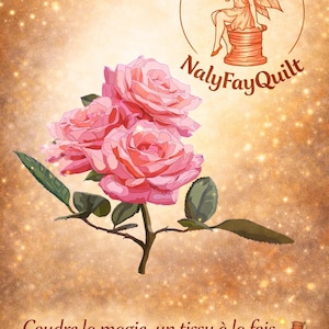 Patron PDF rose, fleur, collage patron, courtepointe, Art textile, Patron patchwork, Patron courtepointe moderne, quilt pattern