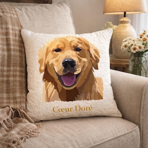 Golden Retriever Quilt Pattern PDF | Raw Edge Applique Dog Pattern | Dog Lover Gift Modern Fabric Collage | Artistic Animal Wall Art