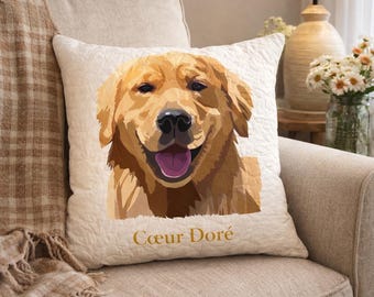 Golden Retriever Quilt Pattern PDF | Raw Edge Applique Dog Pattern | Dog Lover Gift Modern Fabric Collage | Artistic Animal Wall Art