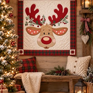 Mönster för julrenquilt i PDF-format - Förtrollade skogar, collagetyg | Applikation med råa kanter, dekoration, julkonst, textil, vintermodern, NalyFayQuilt