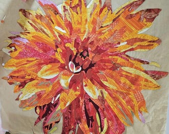 Dahlia PDF Pattern, Flower, Collage Pattern, Quilt, Textile Art, Patchwork Pattern, Modern Quilt Pattern, Quilt Pattern
