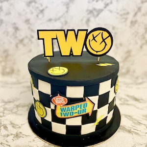 Warped Two-ur Four Pop Punk Baby Elder Emo Millennial Birthday Cake Topper Set