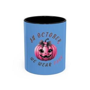 Pink Pumpkin Awareness Mug | October Coffee Cup | Cancer Awareness Gift | Spooky Season Decor | Fall Coffee Mug