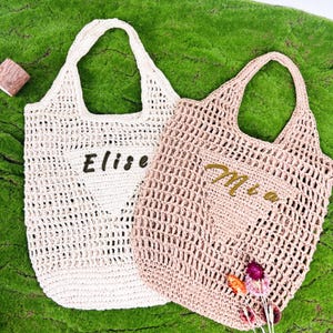 Personalized Raffia Beach Tote Bag,Monogram Bridesmaid Gifts Bag,Embroidery Straw Bag,Initial Woven Tote,Party Favor Bag,Gift for her