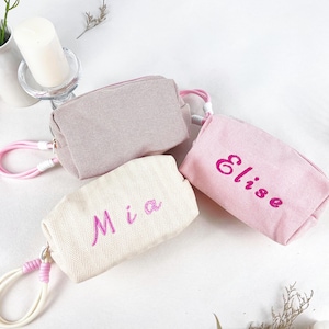 Personalized embroidered makeup bag,Custom Cosmetic Bag,Travel lettered cosmetic Bag,Gift for Her,Bachelorette party gift,Bridesmaid gift