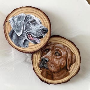 Hand-Painted Wood Slice, Pet Portrait Gift