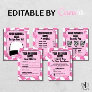 Trucker Hat Bar Template, Fully Editable By Canva, Design Your Hat, Price List, Payments, Instructions and Thank You Message, Hat Bar Bundle