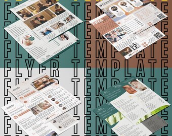 Bewerkbare sjabloon zakelijke flyer, retro-ontwerp, QR-code (canva)