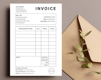 Editable Invoice Template: Modern Business Order Form (Canva, Instant Download)