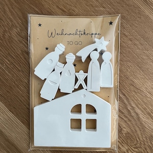 Weihnachtskrippe To Go – Mini-Krippenset aus Gips | Handgemacht | Geschenkidee zu Weihnachten | Weihnachtsgeschenk | Wichtelgeschenk