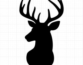 Deer Head Silhouette SVG PNG | Buck Hunting Cut File | Wildlife Clipart for Cricut & Glowforge