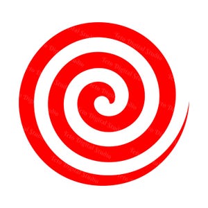 May include: A circular graphic design featuring a red and white spiral pattern. The design consists of alternating red and white bands that curve inward toward the center. The text Teto Digital Studio is repeated faintly across the red sections.