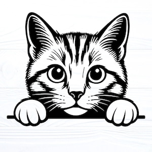 Peeking Cat SVG PNG JPG Kitten Pet Vector Graphic Design Cricut Laser Cut File