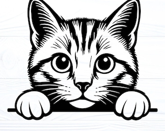 Peeking Cat SVG PNG JPG Kitten Pet Vector Graphic Design Cricut Laser Cut File