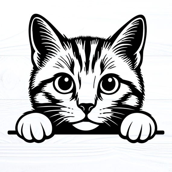 Peeking Cat SVG PNG JPG Kitten Pet Vector Graphic Design Cricut Laser Cut File