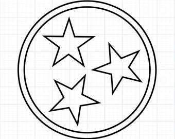 Tennessee Tri-Star SVG PNG | TN State Symbol Cut File | Three Stars Circle Clipart for Cricut & Silhouette