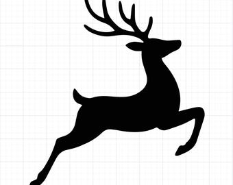 Reindeer Silhouette SVG PNG | Jumping Deer Cut File | Christmas Clipart for Holiday Crafts