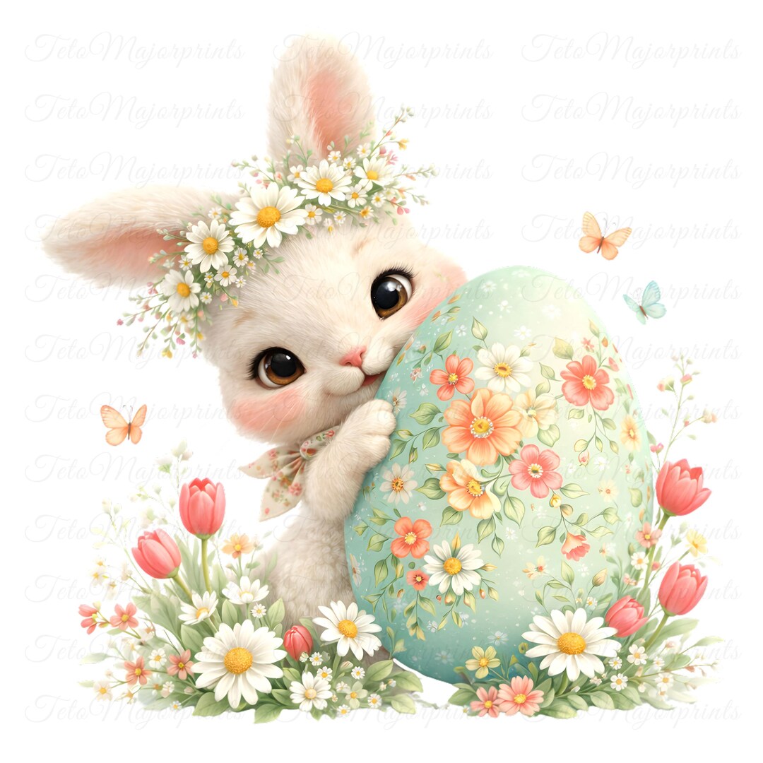 12 Easter Bunny PNG Bundle Pastel Spring Rabbit Clipart Sublimation ...