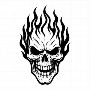 Flaming Skull SVG PNG: Biker Tattoo Cut File, Gothic Cricut Design