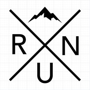 RUN SVG PNG | Mountain Running Badge Design, Trail Runner Logo Svg, Outdoor Fitness Cut File for Cricut & Silhouette