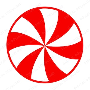 Può includere: Un design di caramella alla menta piperita rossa e bianca. La grafica circolare presenta strisce a spirale rosse e bianche alternate, creando un classico look festivo. Il design è semplice e audace.