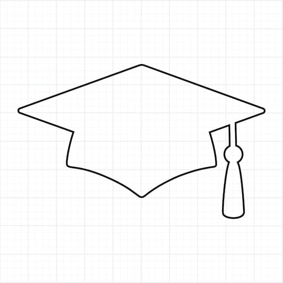 Graduation Cap Outline SVG PNG | Grad Hat Cut File | Class of 2026 Clipart for Cricut & Glowforge