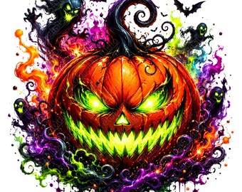 Halloween Pumpkin PNG JPG Bundle Jack O Lantern Clipart Spooky Pumpkin Horror Pumpkin Sublimation Design