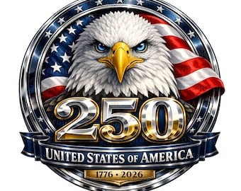 Insignia de águila patriótica de EE. UU., 250 PNG JPEG, Estados Unidos de América, diseño de 1776 a 2026
