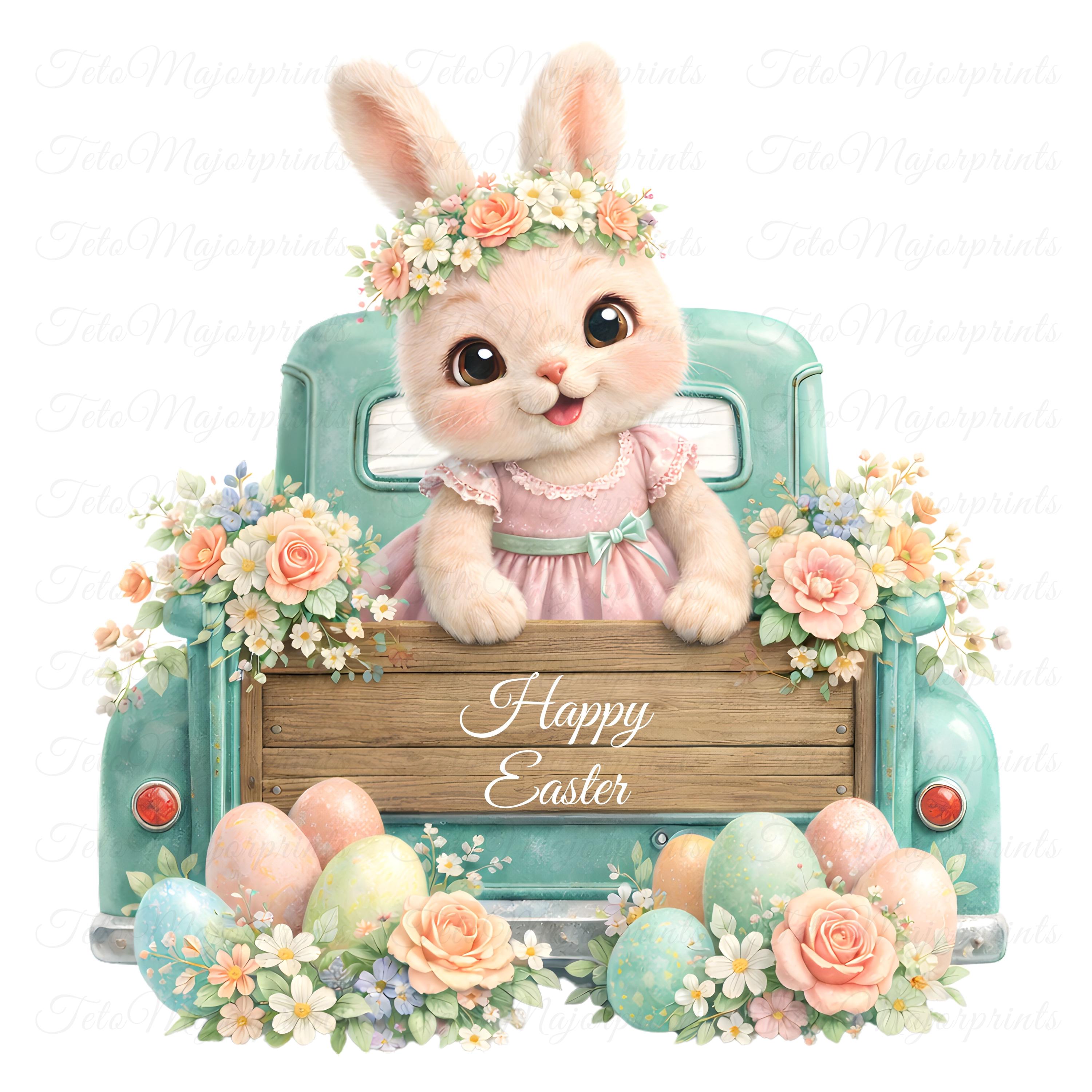12 Easter Bunny PNG Bundle Pastel Spring Rabbit Clipart Sublimation ...