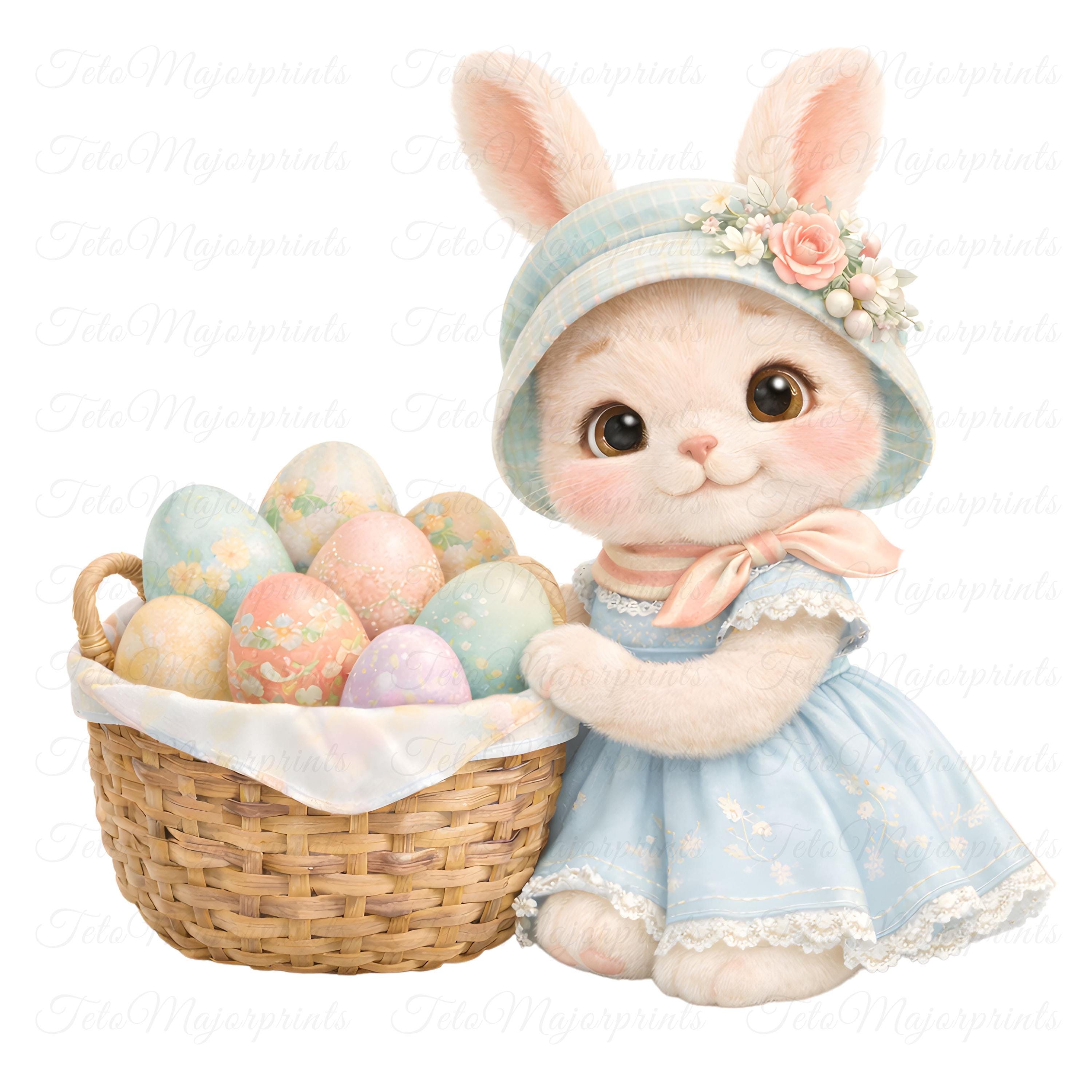 12 Easter Bunny PNG Bundle Pastel Spring Rabbit Clipart Sublimation ...
