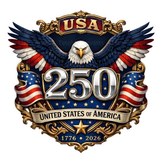 USA 250 PNG JPEG Patriotic Eagle Clipart United States America 1776 2026 Design