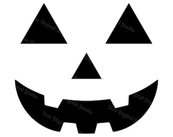 Diseño gráfico vectorial de cara de calabaza de Halloween en formato SVG, PNG y JPG para Cricut Laser Cut File